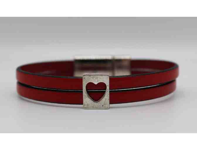 Leather Bracelet with Heart Charm