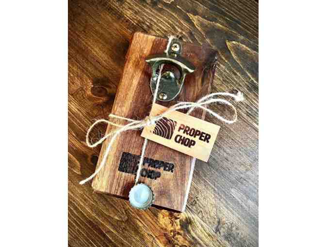Fridge-mount bottle opener from Proper Chop Woodworking