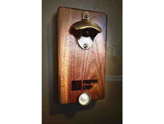 Fridge-mount bottle opener from Proper Chop Woodworking
