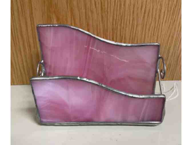 Pink stained glass business card holder