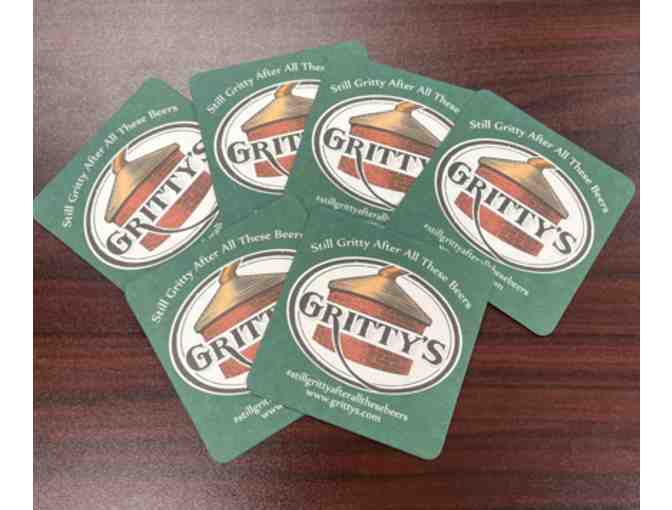 Two $25 gift cards to Gritty McDuff's, Gritty's coasters, and a Gritty's bucket