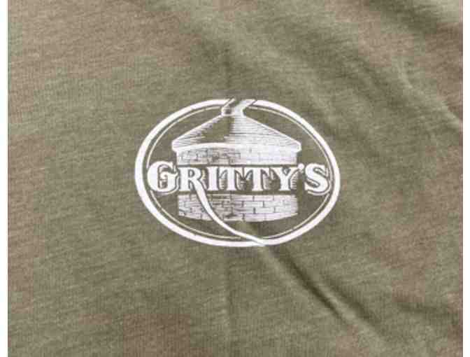 Two $25 gift cards to Gritty McDuff's, two pint glasses, and a Gritty's t-shirt
