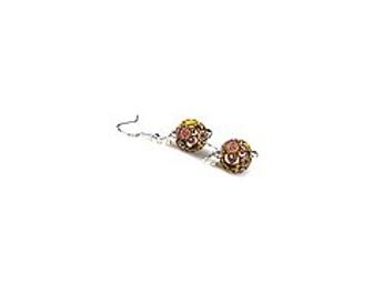 Viva Beads Jewerly Set - Necklace, Bracelet and Earrings in Tea Leaf Pattern