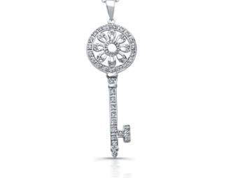 Sterling Silver and CZ  - Key Necklace