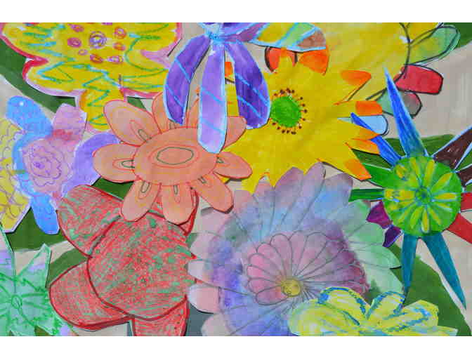 Painted Flowers in a Grey Vase -  created by SUMMIT STUDENTS! (IT Group)