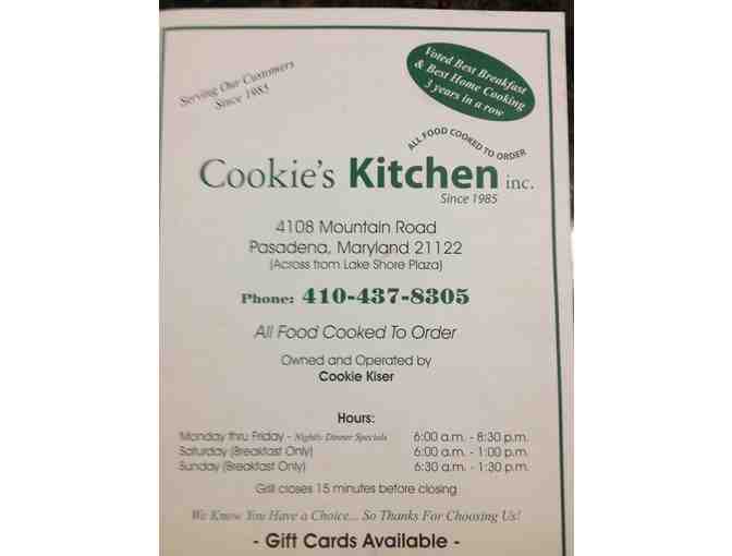 $25 gift card to Cookie's Kitchen