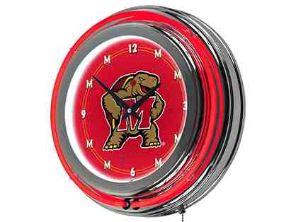 University of Maryland Chrome Double Ring Neon Clock