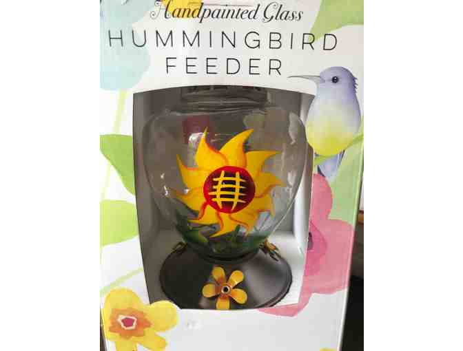 Hand-painted Glass Hummingbird Feeder