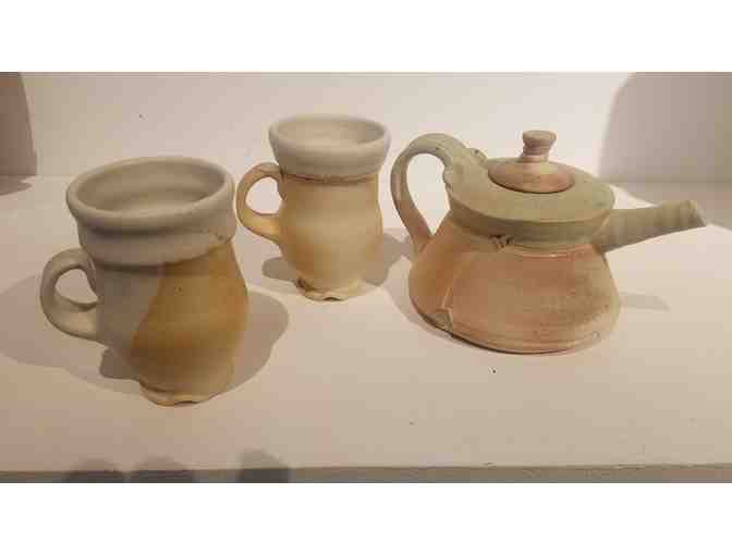 Otis Pottery Teapot and two mugs