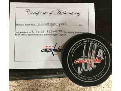 Washington Capitals Official Game Puck, Signed by Nicklas Backstrom