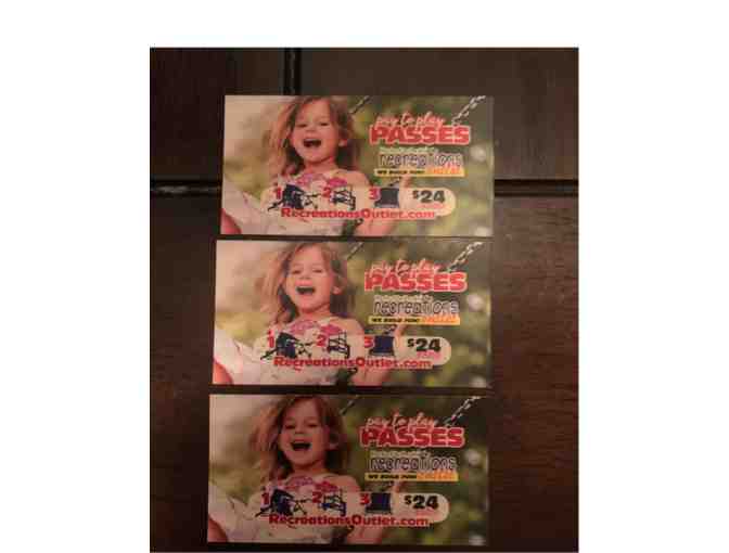 Three (3) Play Passes to Pete DeLois' Recreation Outlet