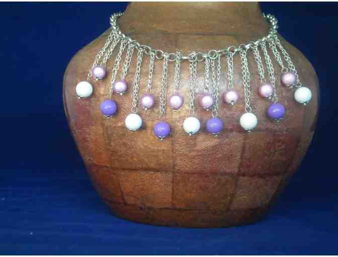 Tri-Level Necklace-Purple and White by Satta Myers of Satta Sizzles