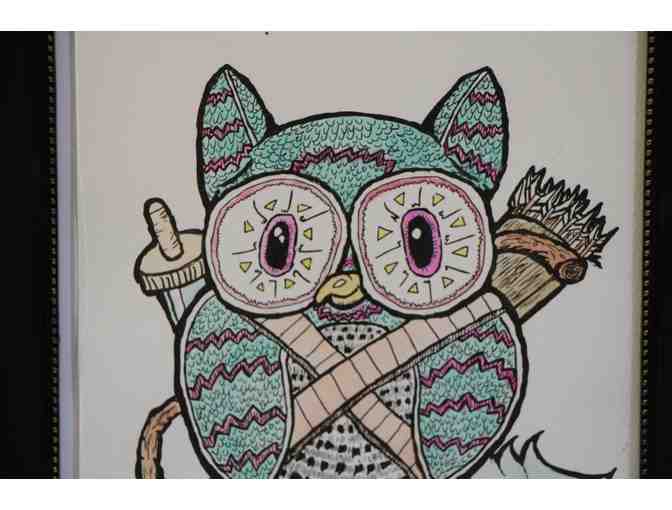 Samurai Owl - Limited Edition Screen Print Watercolor by Michael O. Wieclaw