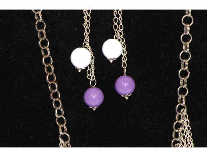 Tri-Level Necklace-Purple and White by Satta Myers of Satta Sizzles
