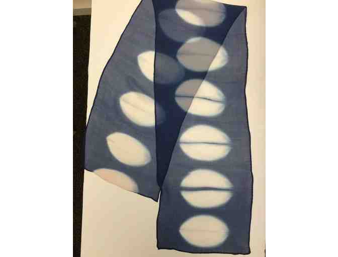Hand-Dyed Scarf - Blue with White Spots