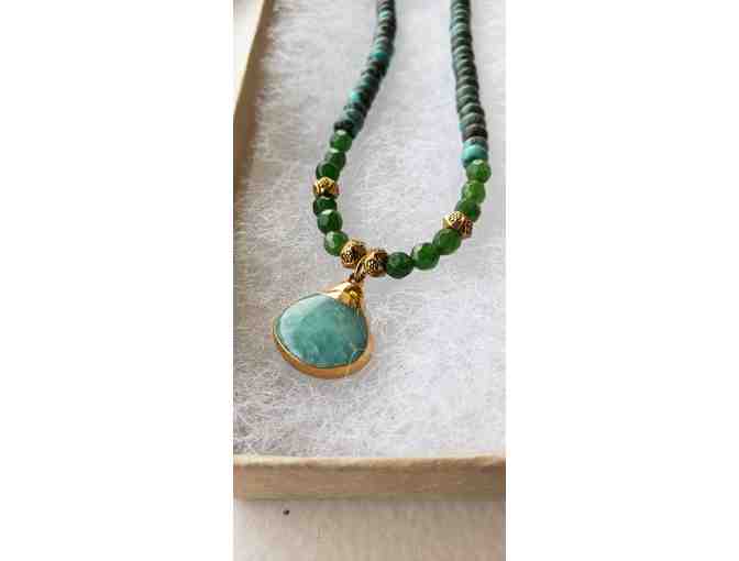 Necklace - Turquoise & Semi-Precious Gemstones w/ Amazonite Pendant - Photo 1