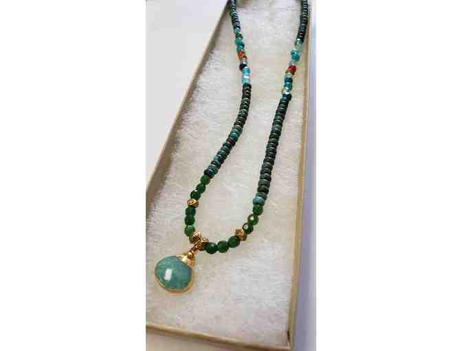 Necklace - Turquoise & Semi-Precious Gemstones w/ Amazonite Pendant