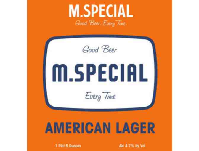 M.Special 6 Pack 12 oz Assortment with Crate, Opener and Hat
