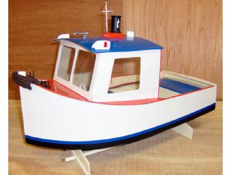 Cat-A-Tude: Model Flat-Bottom Tugboat, Handcrafted by John S. Gill for Tabby's Place