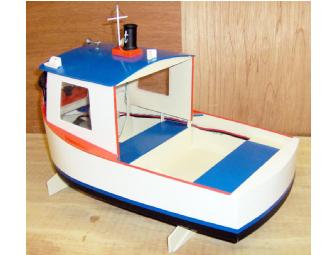 Cat-A-Tude: Model Flat-Bottom Tugboat, Handcrafted by John S. Gill for Tabby's Place