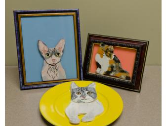 Mosaic Meows: 3 Original Works of Quirky Cat Art