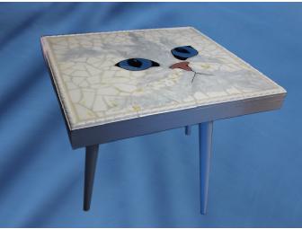 White Cat Mosaic Table