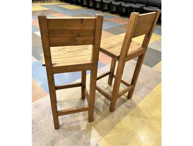 Set of two wooden bar stools