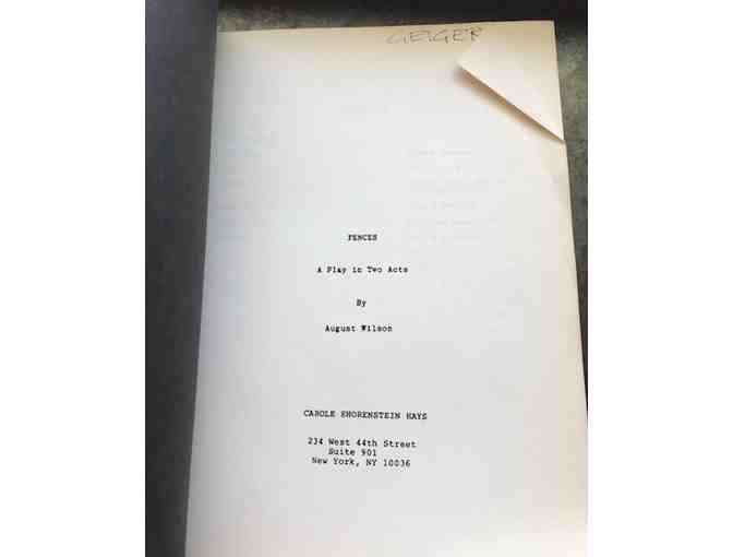 Original Broadway Rehearsal Script from August Wilson's Fences
