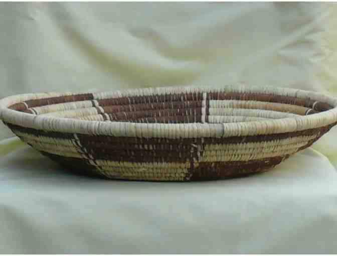 Large Shallow Woven Basket - Woven from African Grass and Tree Bark!