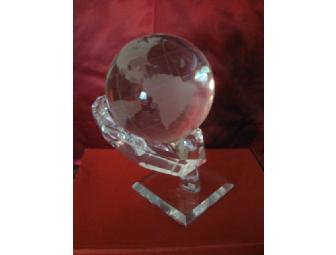 Etched World Globe in a Crystal Hand (1)