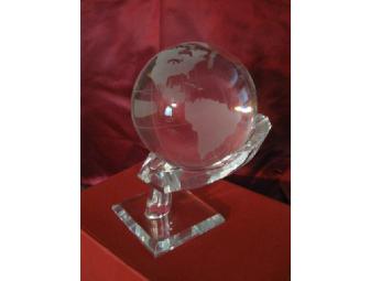 Etched World Globe in a Crystal Hand (2)
