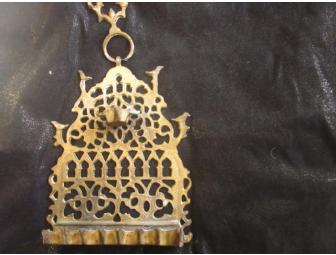Vintage Moroccan Cast Brass Oil Menorah
