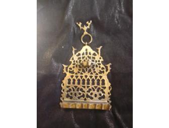 Vintage Moroccan Cast Brass Oil Menorah