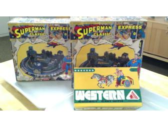 Retro tin plate Superman and Cowboy toys