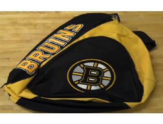Hockey Puck Autographed by Jordan Caron with Boston Bruins backpack