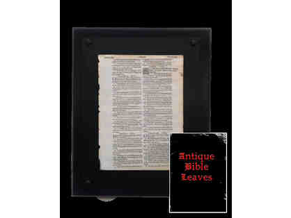 Framed Bible Leaf, King James Bible printed in 1619 or 1620 with free Book