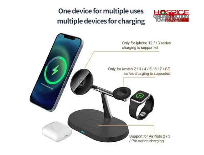 3-in-1 Wireless Charger Stand with 15W Qi Fast Charging and LED Night Light - Photo 2