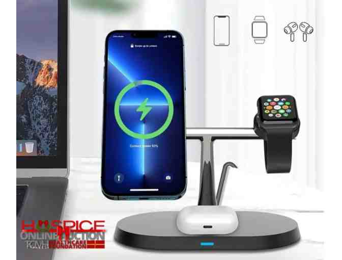 3-in-1 Wireless Charger Stand with 15W Qi Fast Charging and LED Night Light - Photo 4
