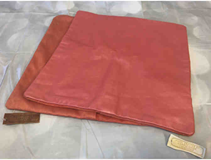 Cripple Creek Creations Handcrafted Red Leather Pillow Cases (2) 16'x16'