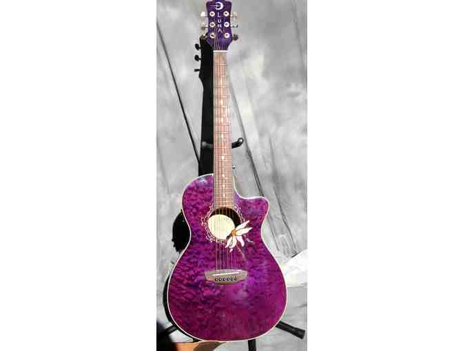 Luna, Inlaid, Purple-Stained Guitar with Built-in Tuner