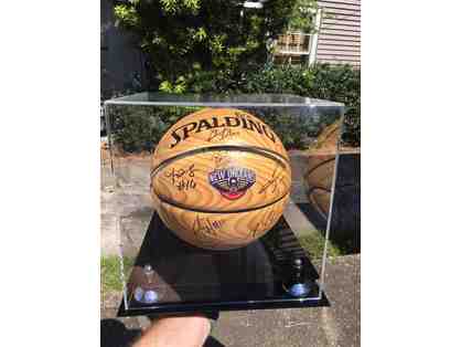 New Orleans Pelicans autographed basketball & display case