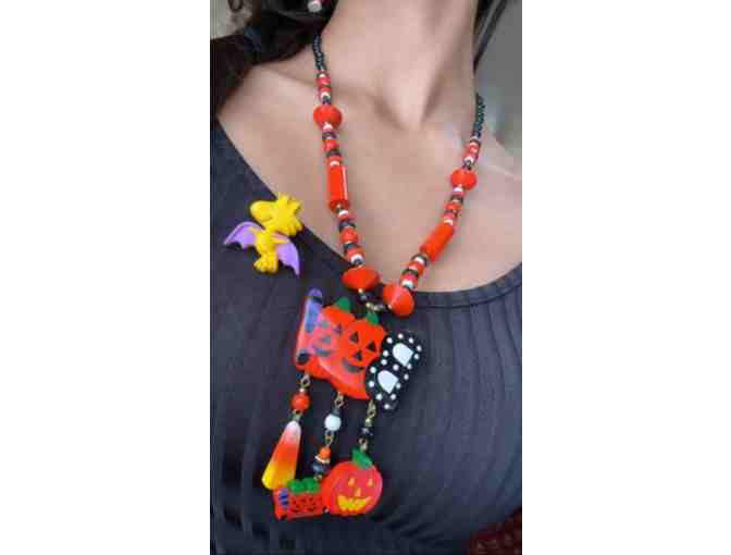 Spooky Sweet Halloween Delights: BOO Necklace, Snoopy Earrings, and Woodstock Pin
