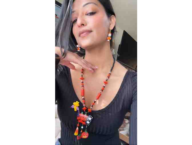 Spooky Sweet Halloween Delights: BOO Necklace, Snoopy Earrings, and Woodstock Pin