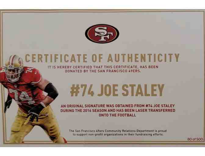 #74 Joe Staley San Francisco 49ers Autographed White Panel Football