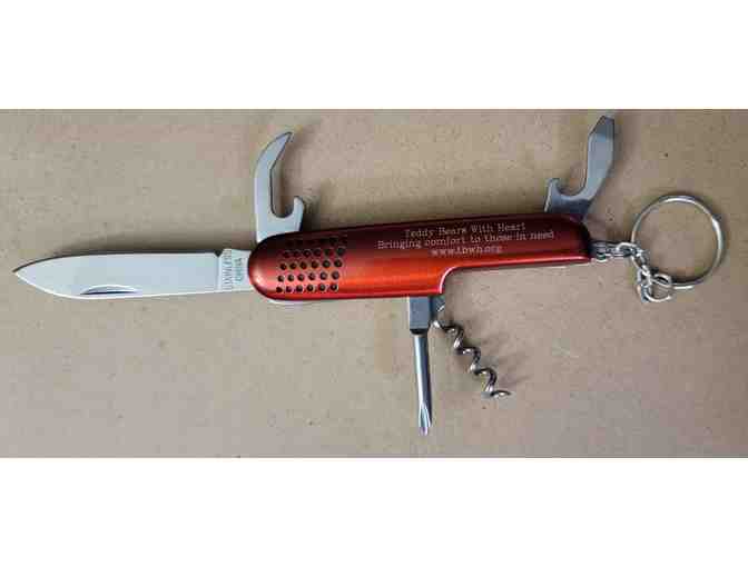 Teddy Bears with Heart Engraved Pocketknife - Red