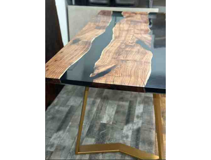 Black Resin Table With Reclaimed Acacia Wood - Photo 3