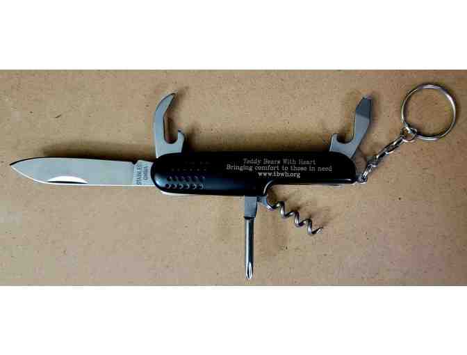 #9 Teddy Bears with Heart Engraved Pocketknife Black Multi-Tool