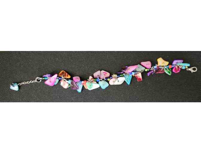 Artisan Handmade Rainbow Colored Cantaloupe Seed Cluster Dangle Earrings and Bracelet