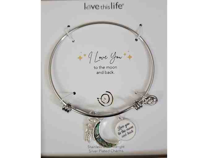 Love You To the Moon & Back Abalone Inlay Moon & Crystal Shooting Star Bracelet New