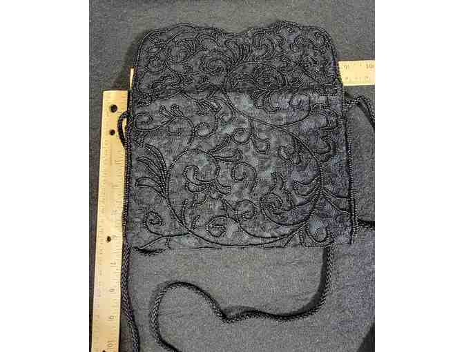 La Regale Black Lace & Beaded Clutch - Vintage